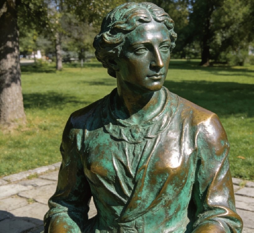 Bespoke custom bronze lady figurine portrait sculpture for outdoor gardens, showcasing museum-quality 99% likeness and master clay modeling by Wensculp