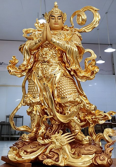Exquisite gold-leaf Eastern Religious & Traditional Statuary adhering to strict iconometry, demonstrating our Custom Design Concepts for Religious Sculptures including Catholic & Christian Statuary and Exquisite Biblical & Religious Reliefs capabilities.