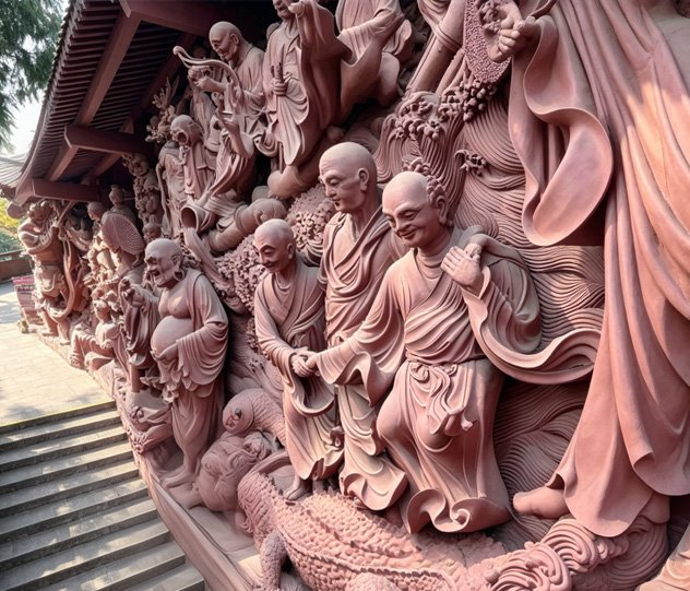 Intricate handcrafted relief sculpture demonstrating our artistic restoration capabilities for Religious Project Committees seeking to translate historical paintings into soulful 3D art.