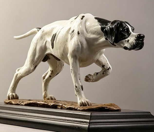 A realistic hand-painted bronze dog sculpture demonstrating Wensculp's Art Dealers and Private Collectors Sculpture solutions for high-fidelity personal commissions and fine art reproduction.