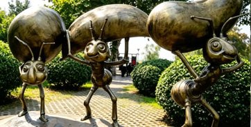 Three Ants—Bronze Sculpture—Located at Hankou Riverside Park, Wuhan, Hubei Province