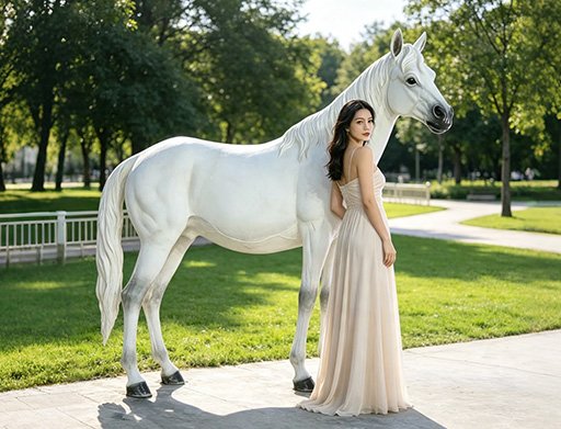 life-size fiberglass horse statue next to a person for scale