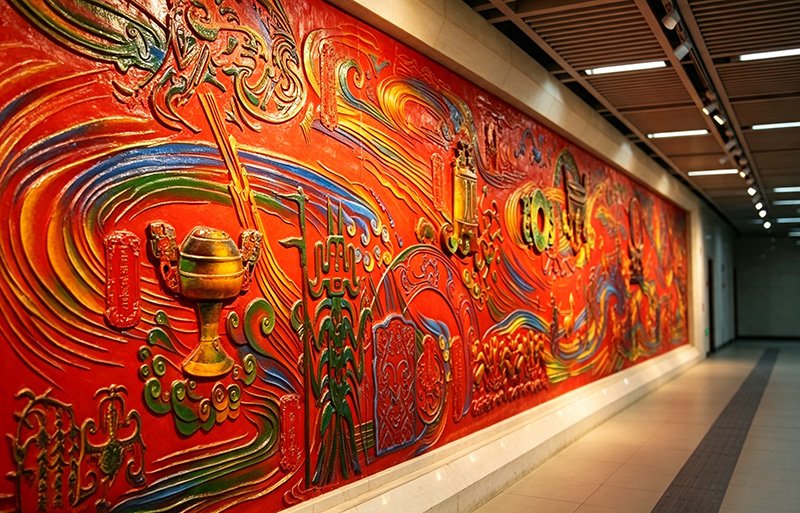 "Ancient Rhyme of Chu Style" Forged Copper Relief Mural
