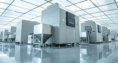 3D printing workshop with digital modeling equipment for sculpture production