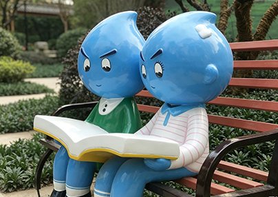Custom fiberglass character mascot sculptures for Poly Uptown, Wuhan