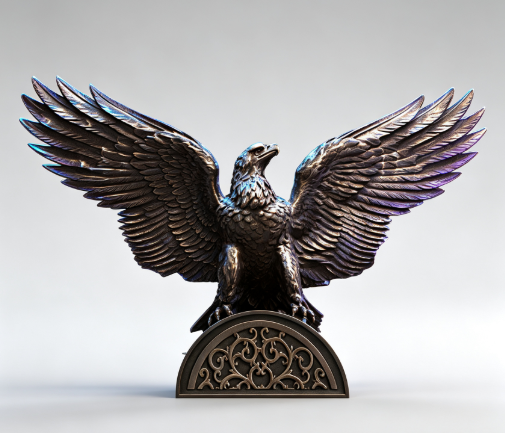 3D model rendering of a custom bronze eagle sculpture before casting